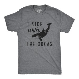 Mens I Side With The Orcas T Shirt Funny Orca Killer Whale Lovers Tee For Guys - Crazy Dog Men's T Shirt - 1 of 4