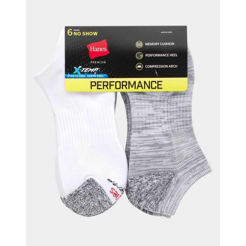 Hanes Premium Men's Performance Filament No Show Socks 6pk - 6-12, 3 of 4