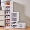 12 Pack Shoe Storage Box, Plastic Stackable Shoe Organizer for Closet, Space Saving Foldable Shoe Rack Sneaker Container Bin Holder - 2 of 4