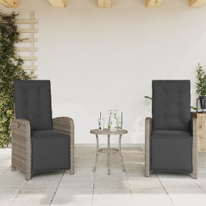 vidaXL Reclining Patio Chairs 2 pcs with Footrest Gray Poly Rattan - 1 of 4