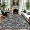 Floral Washable Area Rug Vintage Large Rugs for Living Room Soft Non-Slip Carpet - 4 of 4