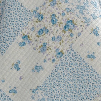 Kenna Blue Twin Cotton Reversible Quilt Set