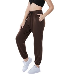 Women's Casual Loose Fit Sweatpants - Elastic Ankle Cuff & Drawstring Waist Joggers - 1 of 4