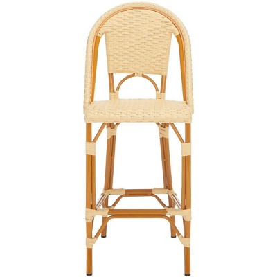 Natural Faux Wicker and Aluminum Outdoor Bar Stool