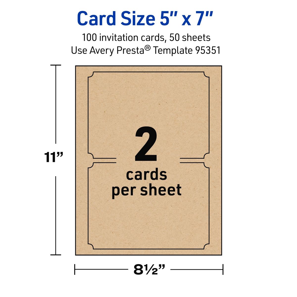 Avery Kraft Brown Invitation Cards, 5" x 7" Rectangle Scalloped Edge - thumbnail 5