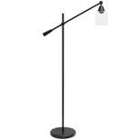 Swing Arm Floor Lamp with Glass Cylindrical Shade Black - Lalia Home