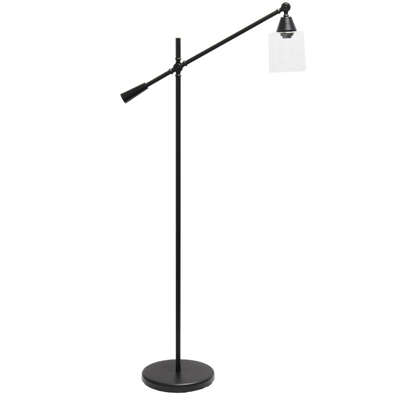 Swing Arm Floor Lamp with Glass Cylindrical Shade - Lalia Home, 1 of 8