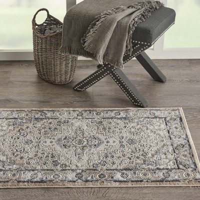 Elysian Beige & Grey Synthetic 26" Round Area Rug