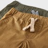 Toddler Boys' 2pk Solid Folded Woven Pull-On Jogger Pants - Cat & Jack™ Brown/Olive Green - image 3 of 4