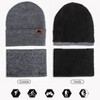 Mysuntown Winter Hat Scarf and Touch Screen Gloves 3-Piece Set, Cold Weather Knit Fleece Lined Warm Unisex Sets - 2 of 4