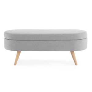 GlasFlength Ottomans and Benches Oval Storage Bench with Rubber Wood Legs Simple Fashion Design for Modern Living Spaces, Gray, 44"*16.15"*9.5" - 1 of 4