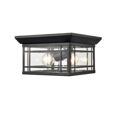 Black Glass 11" Outdoor Flush Mount Light