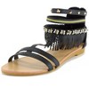 Alpine Swiss Womens Beaded & Studded Fringe Flat Gladiator Sandals - image 4 of 4