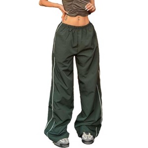Women Pants Wide-Leg Track Pants with White Stripes - 1 of 3