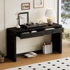 HDZNVF Curved Console Table with Storage, Wooden Entryway Table with 2 Drawers, Distressed Black - 2 of 4