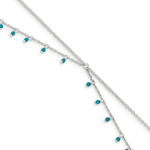Black Bow Jewelry Sterling Silver Turquoise, Double Chain Anklet, 10 Inch - 1 of 4