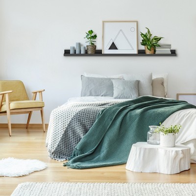 Black Wood Floating Wall Shelves Set of Three