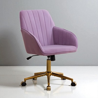 Mshliw Ergonomic Velvet Swivel Office Chair with Adjustable Height, Dining Chair, Gold Metal Base and Lumbar Support for Home or Office