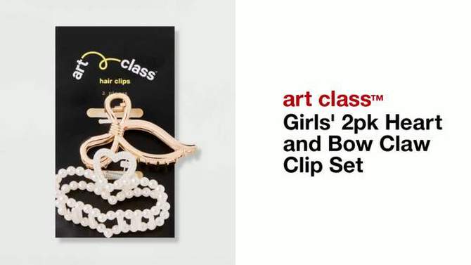 Girls&#39; 2pk Heart and Bow Claw Clip Set - art class&#8482;, 2 of 5, play video