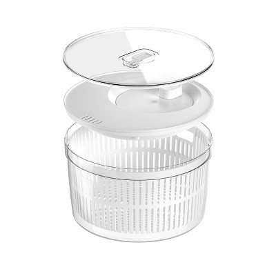 OU Salad Spinner Clear 5.8 qt - Large Vegetable Washer, Lettuce Dryer with Bowl, Lid & Storage Container, BPA Free, Easy Spin & Drain