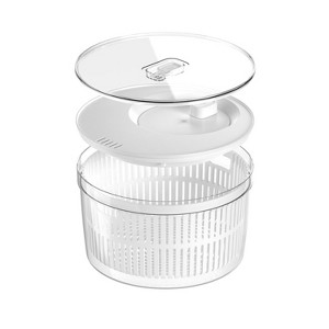 OU Salad Spinner Clear 5.8 qt - Large Vegetable Washer, Lettuce Dryer with Bowl, Lid & Storage Container, BPA Free, Easy Spin & Drain - 1 of 4