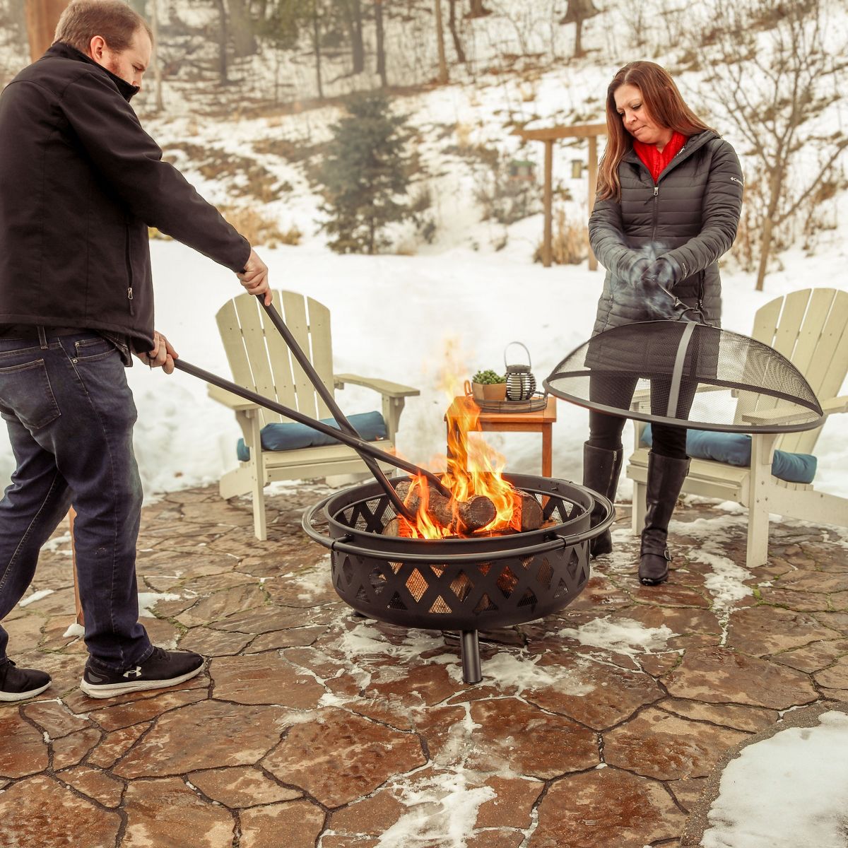 Sunnydaze Indoor/Outdoor Fireplace or Fire Pit Heavy-Duty Metal Firewood Log Grabber Tool - 40" - Black - thumbnail 4