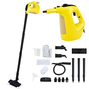 1400W Multipurpose Pressurized Steam Cleaner Mop W/ 17 Pieces Accessories Yellow - 1 of 4