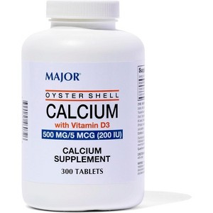 Major Oyster Shell Calcium + Vitamin D 500mg Tablets - 300ct - 1 of 4