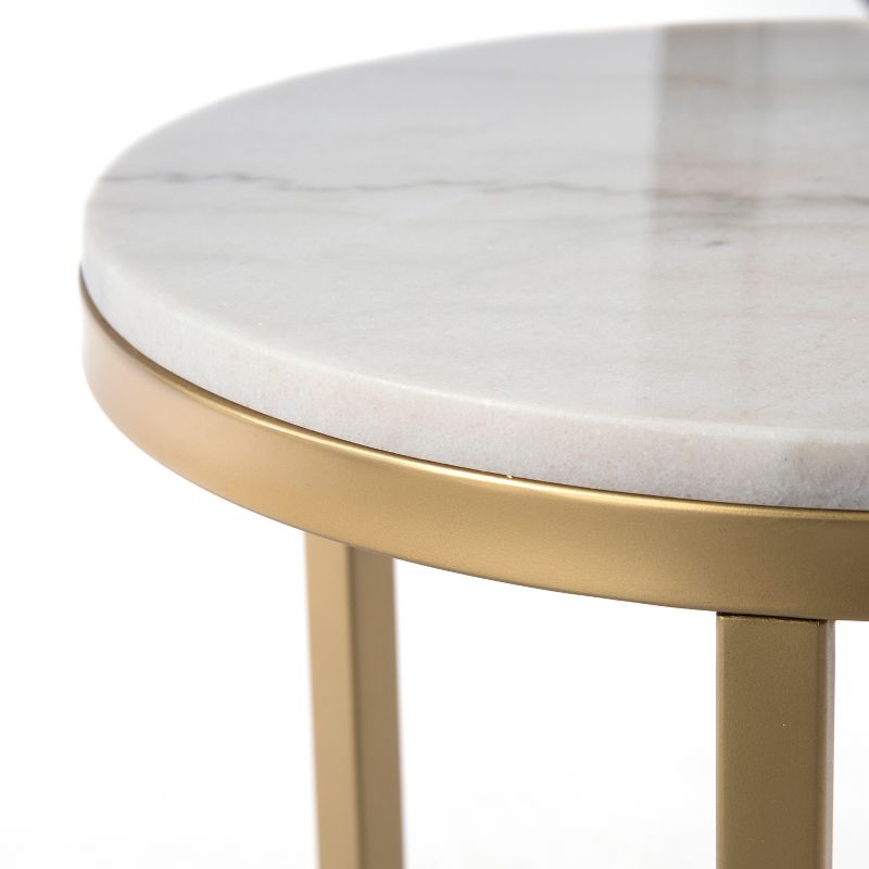 Galatea Ivory Marble Side Table Champagne - Aiden Lane, 4 of 7