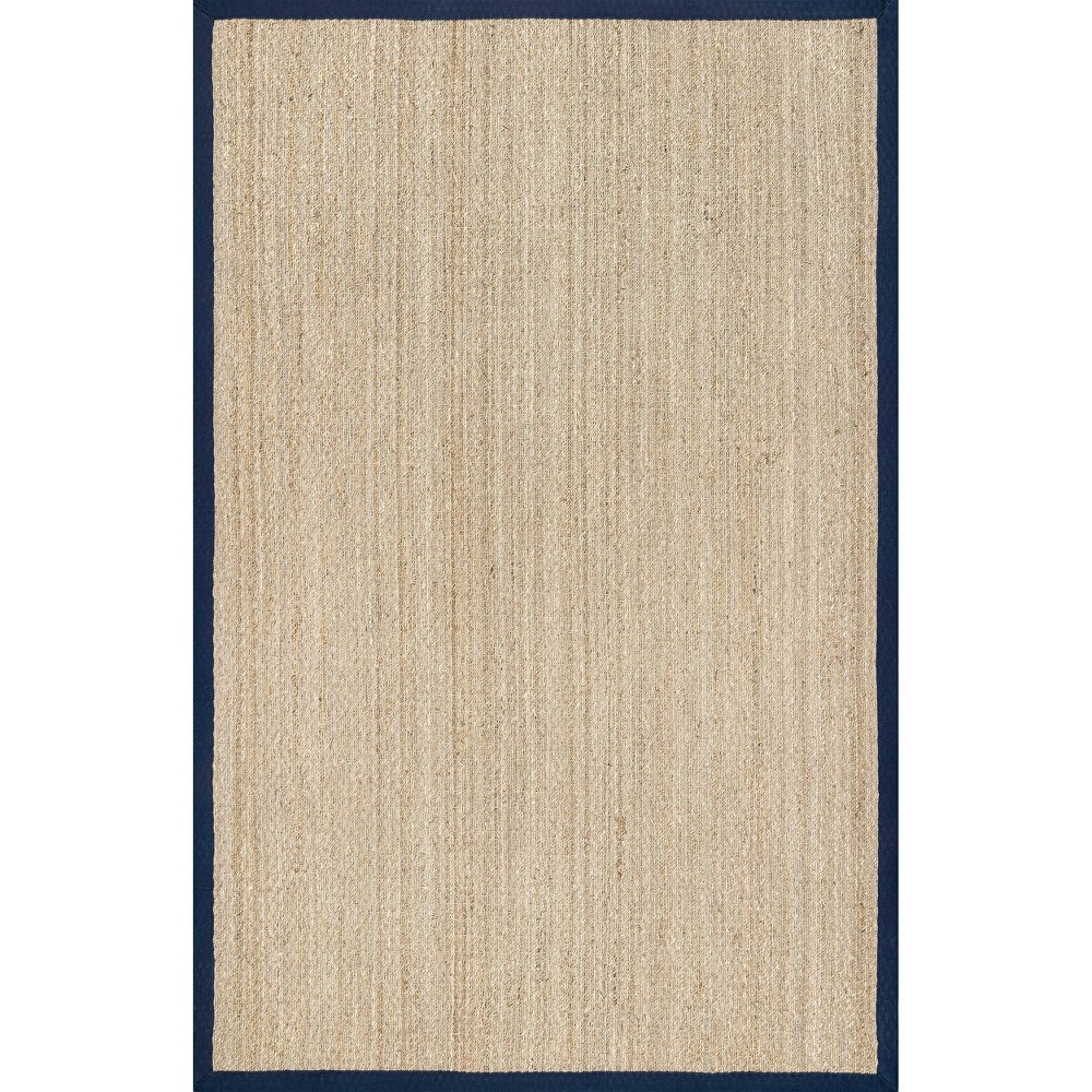 3'x5' Elijah Seagrass with Border Area Rug Navy/Beige - nuLOOM