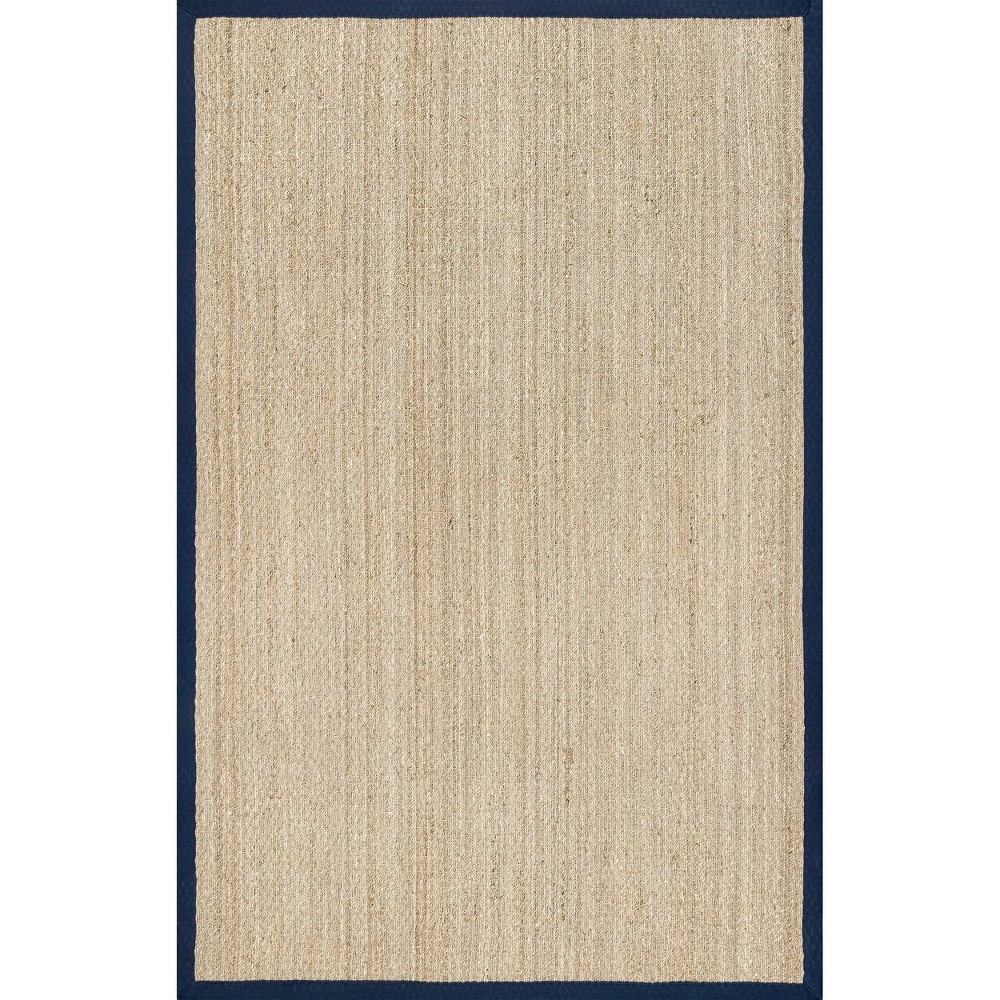 9'x12' Elijah Seagrass with Border Area Rug Navy/Beige - nuLOOM