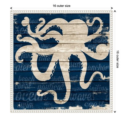 Nautical Octopus Print on Canvas with Quote, 16 x 16-in.