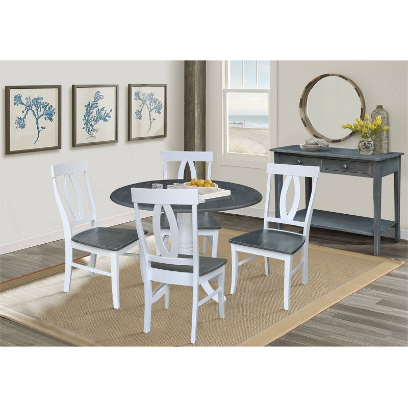 42&#34; Hailey Dual Drop Leaf Dining Table with 4 Splat Back Chairs White/Heather Gray - International Concepts, 3 of 8