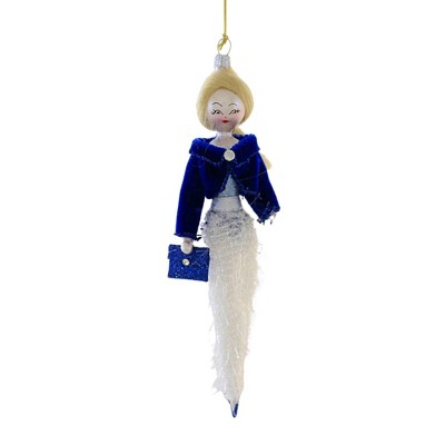 Italian Ornaments 6.75 In Locklyn In White Tinsel Pants Diva Shopping Ladies Style 5Th Avenue Tree Ornaments