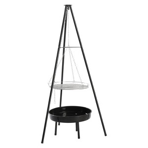NAYSAYE Grill Racks Campfire Tripod Grill with Adjustable Grate and Eco Friendly Fire Bowl for Outdoor Cooking, Black, 18.11"*18.11"*59.45" - 1 of 4