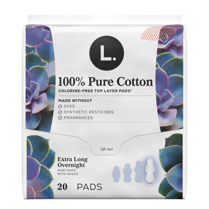 L . Organic Cotton Maxi Extra Long Overnight Pads, 3 of 12