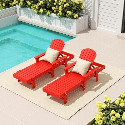 WestinTrends Dylan 2 Piece Adirondack Poly Reclining Chaise Lounge With Arms