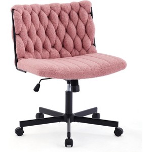 Criss Cross Chair with Wheels, Wide Seat Armless Desk Chair, Cross Legged Swivel Comfy Chair - 1 of 4