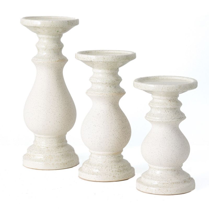 Sullivans Set of 3 Pillar Candle Holders 12"H, 9.75"H & 8"H White, 4 of 6