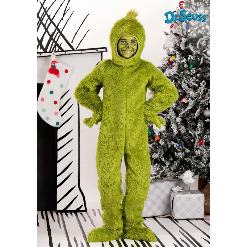 HalloweenCostumes.com Dr. Seuss Grinch Open Face Kid's Costume, 2 of 10