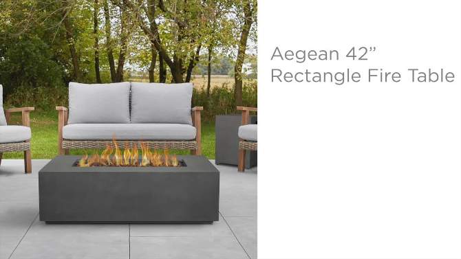 Aegean Small Rectangle Fire Table with NG Conversion Weather Slate - Real Flame, 2 of 13, play video