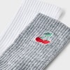 Girls' 2pk 'Cherry' Mid Crew Socks - art class™ Heather Gray - 3 of 3