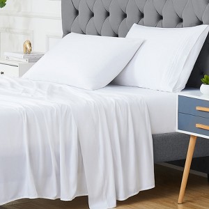 King Size 4 Piece Sheet Set, Bamboo Fiber Soft Comfy Breathable Bed Sheets Set Wrinkle-Free Hotel Bedding Bed Sheets Pillowcase Set with 16" Pockets - 1 of 4