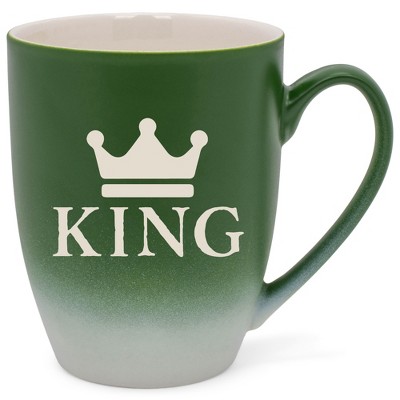 100 North Crown Royalty 10 Ounce Green and White Two Toned Ombre, Comfortably Fits Your Hands, Ceramic Tea Coffee Cup Mug, King