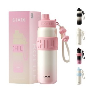 24 oz Insulated Water Bottle with Straw Lid - Stainless Steel Leak Proof Thermos - 1 of 4