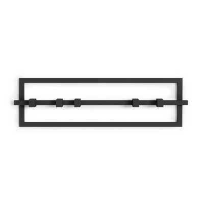Black Steel Wall Hook with Movable Hooks