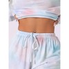 cheibear Women's Long Sleeve Tops with Shorts Tie Dye Casual Pajamas Set - 4 of 4