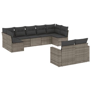 vidaXL Garden Sofa Set Grey PE rattan Large UV-resistant materials - 1 of 4