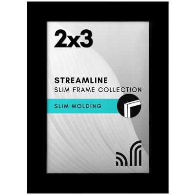 Americanflat 2x3 Picture Frame with Polished Crystal-Clear Glass - Streamline - Thin Border Photo Frame - Easel Stand Included - Black