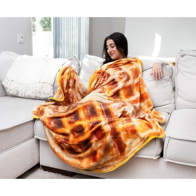 Round Waffle Design Fleece Throw Blanket